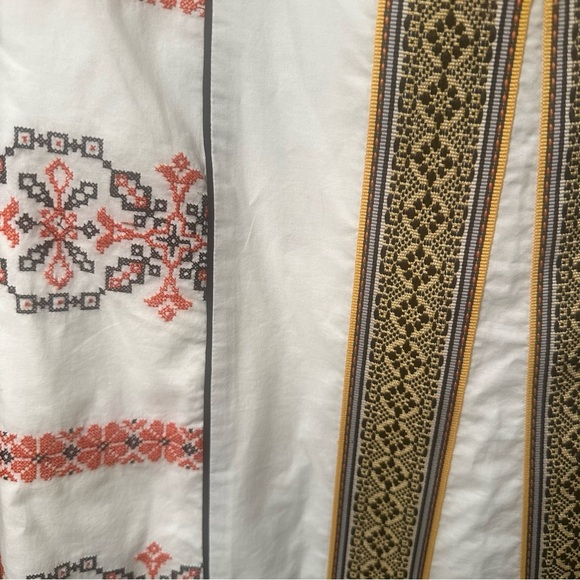 Anthropologie Floreat Strapless White Dress with Black and Gold Accents - Picture 2 of 8